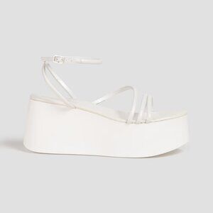 GIANVITO ROSSI Bekah Leather 100% Lambskin Platform Sandals White EU 37.5